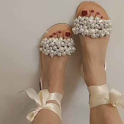 Women's Pearl Scarf Flat Sandals