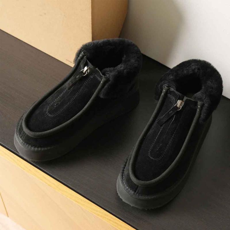 Women's Suede Zipper Plush Snow Boots