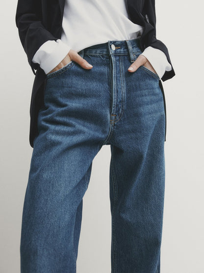 Straight High-waist Loose Jeans