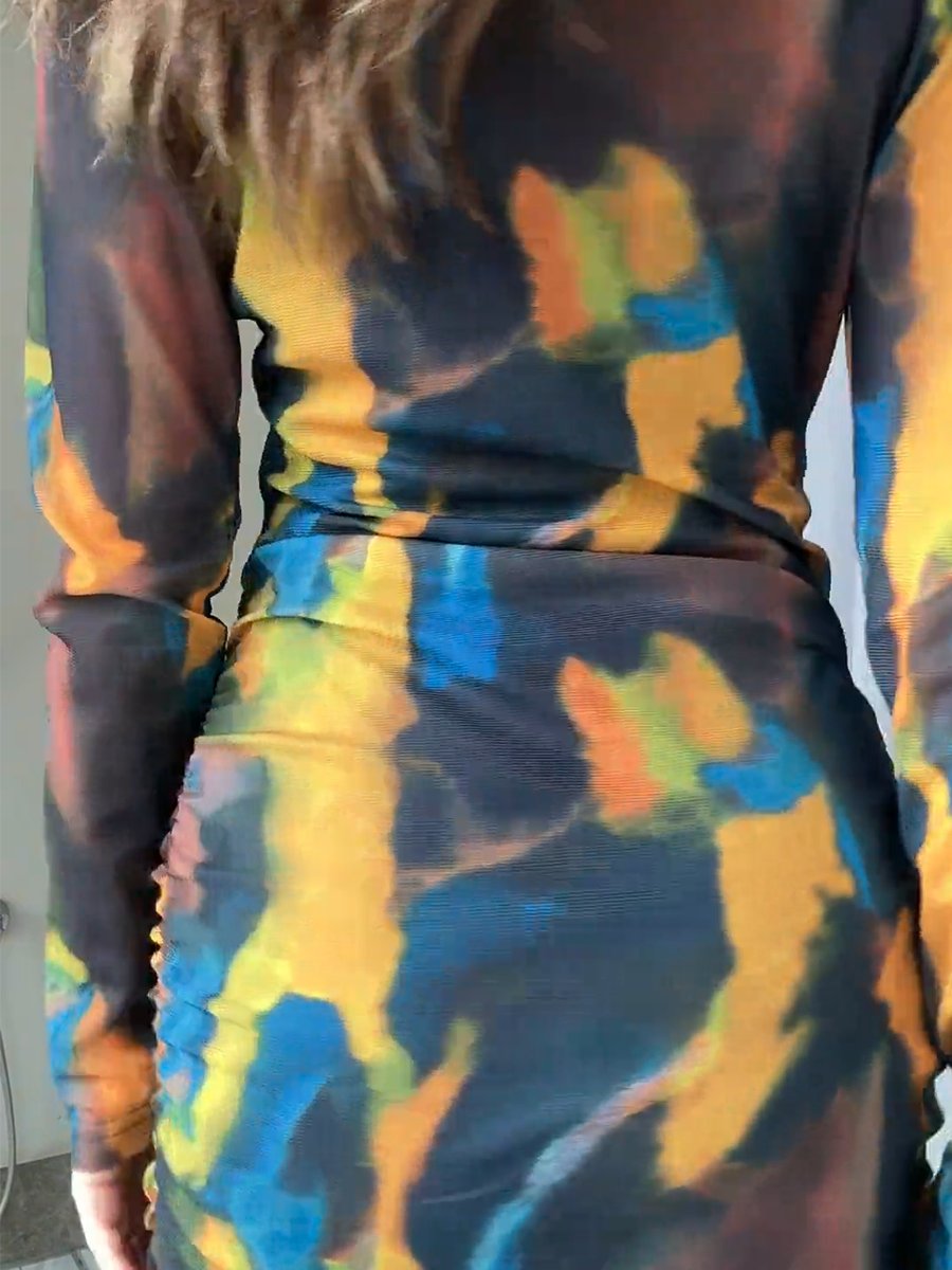 Double Knit Tie-dye Print Midi Dress