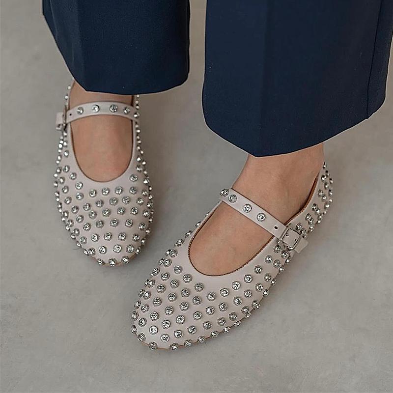 Genuine Leather and Diamonds Women's Flat Shoes
