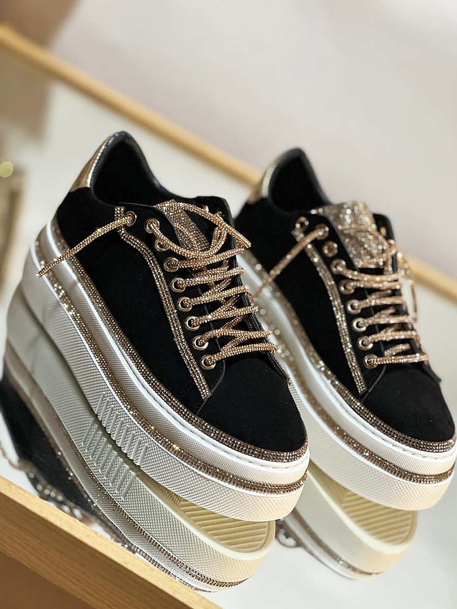 Women's Suede Rhinestone Sneakers