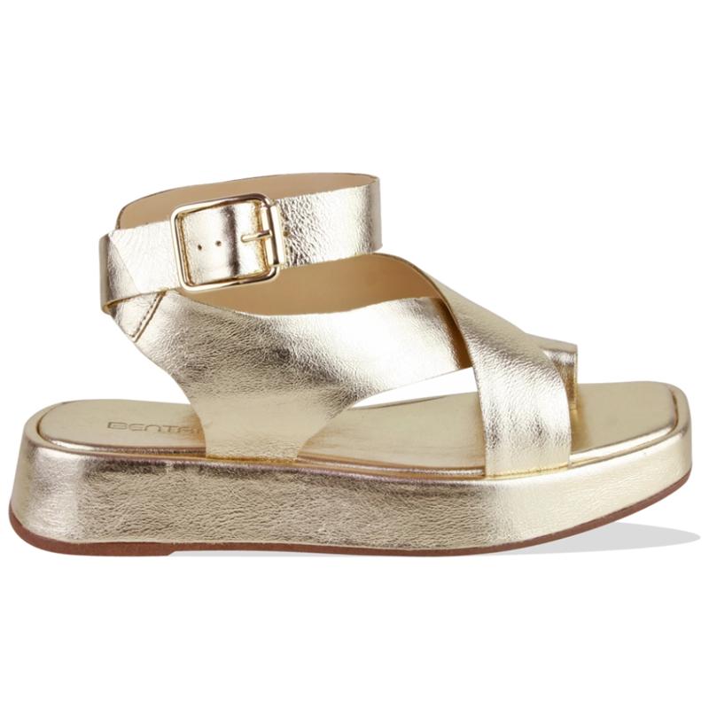 Gold Flat Low Heel Women's Sandals