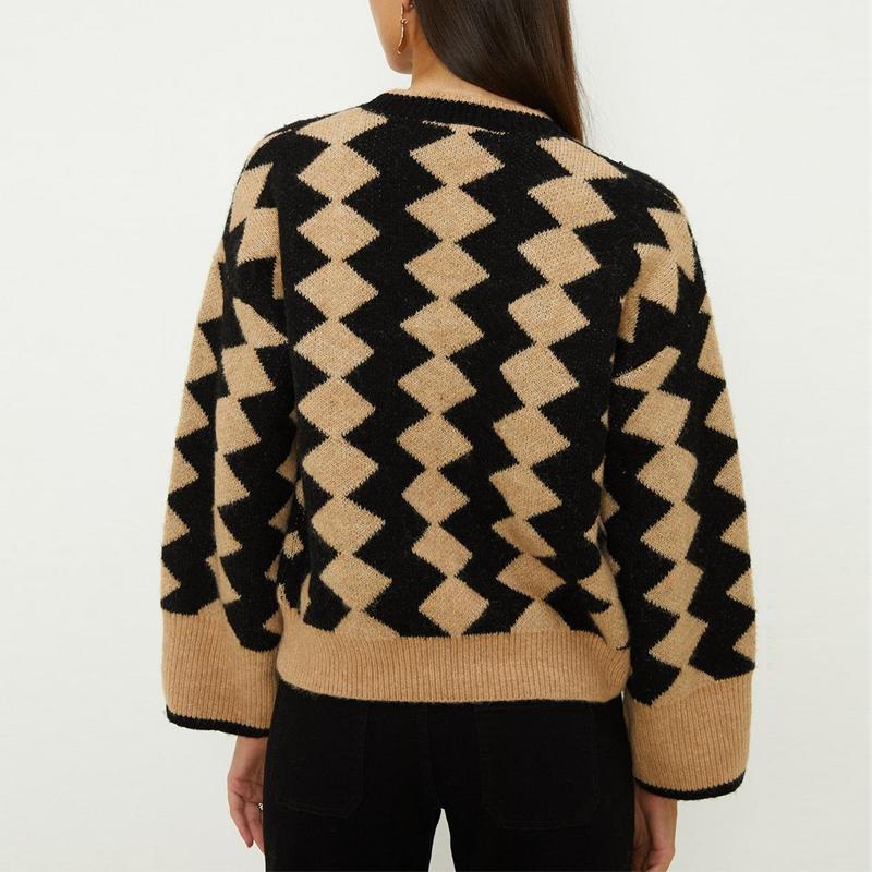 Vertical Zig Zag Jacquard Sweater