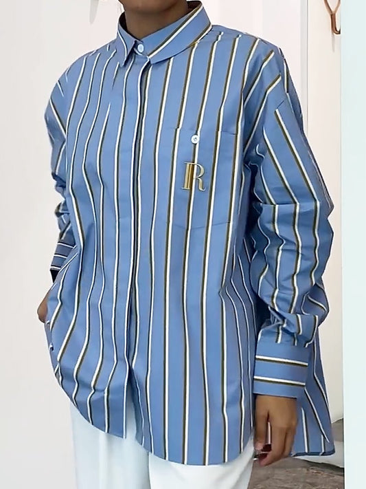 Blue Striped Loose Shirt