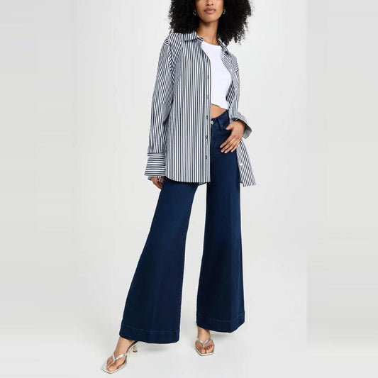 Slightly Stretchy Flared Wide Leg Jeans