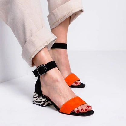Square Heel Buckle Strap Women's Sandals