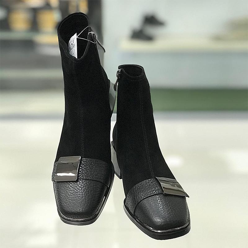 Suede Leather Buckle Women's Boots