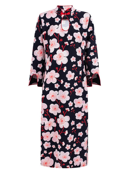 Cherry Blossom Print Maxi Dress