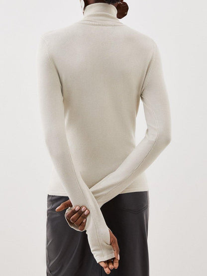 Viscose Blend Roll Neck Thumbhole Cuff Knit Jumper