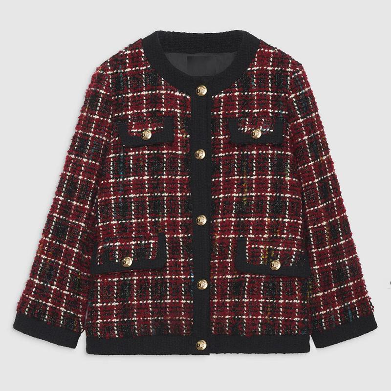 Plaid Woolen Short Jackets