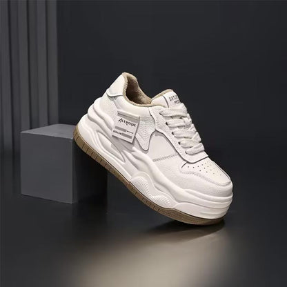 Leather White Casual Woman's Board Shoes