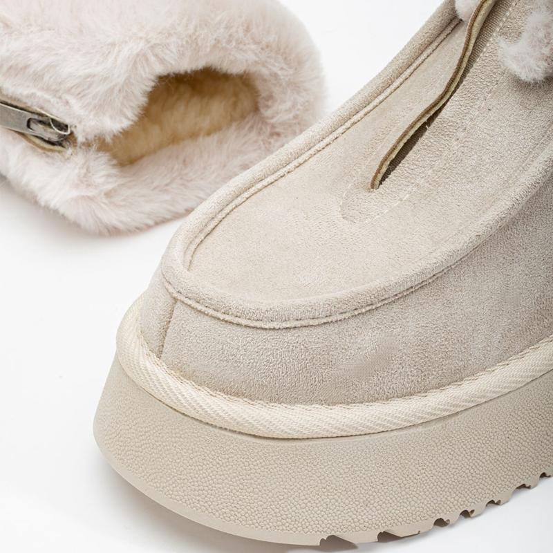 Women's Suede Zipper Plush Snow Boots