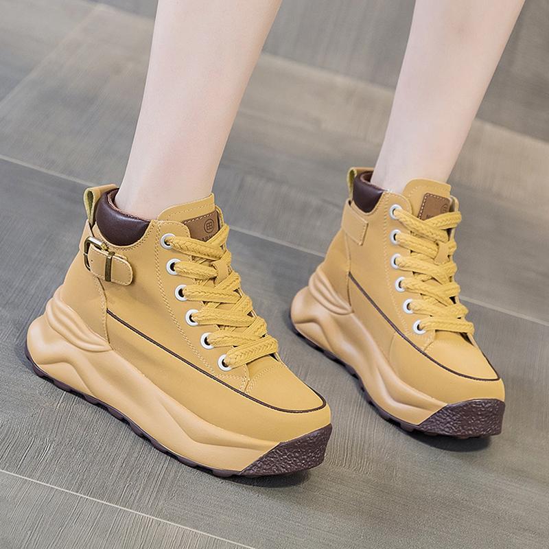 Leather High Top Muffin Casual Shoes