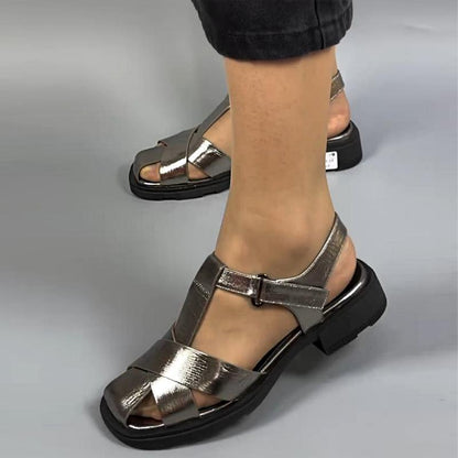 Chunky Heel Hollow Out Retro Women's Sandals