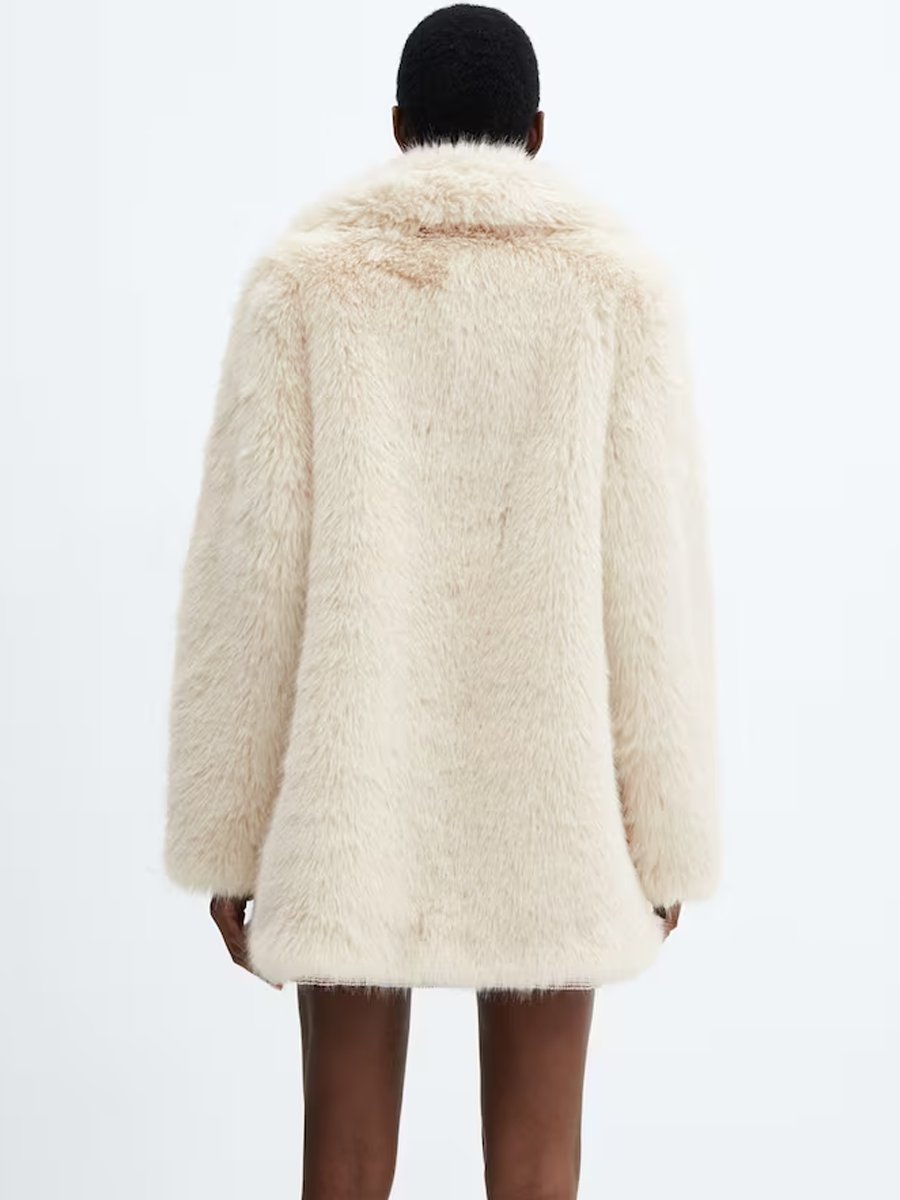 Lapels Faux Fur Coat