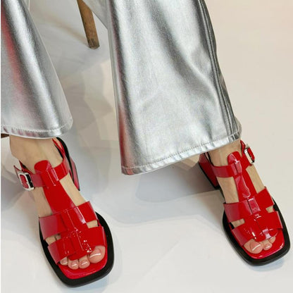 Chic Patent Leather High Heel Sandals