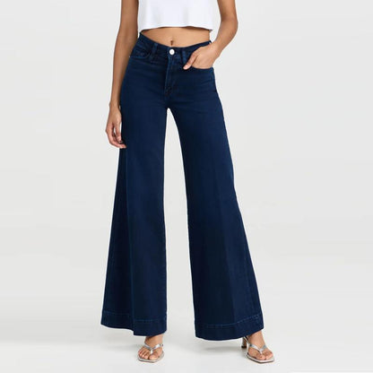 Slightly Stretchy Flared Wide Leg Jeans