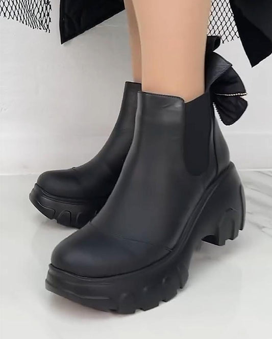 Women's Soft Sole Bow Leather Boots