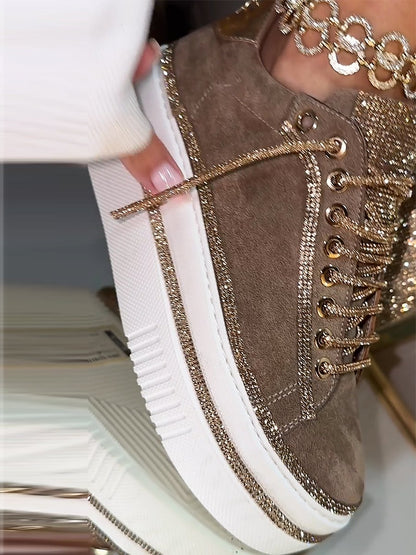 Women's Suede Rhinestone Sneakers