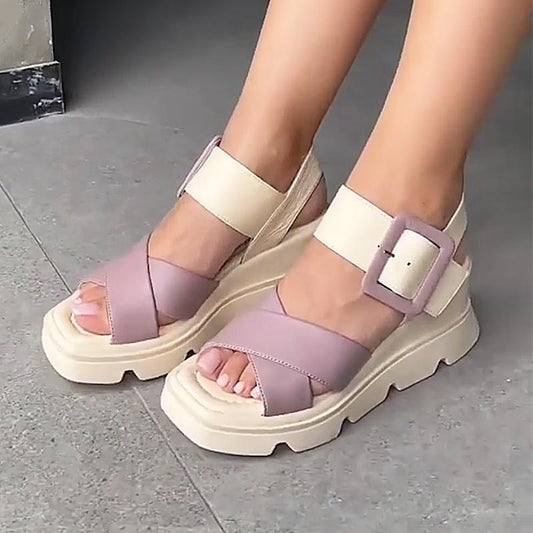 Thick Soft Bottom Leather Ladies Sandals
