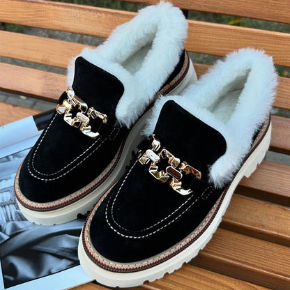 Suede Plush Women's Warm Loafers