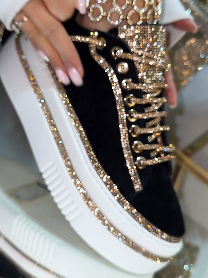 Women's Suede Rhinestone Sneakers