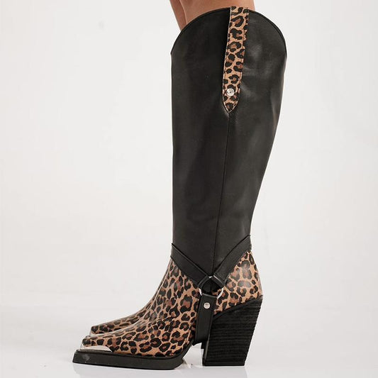 Women's Leopard Removable Leather Boots