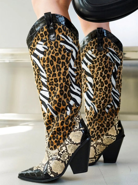 Karine Faux Leopard Women's Knee High Boots