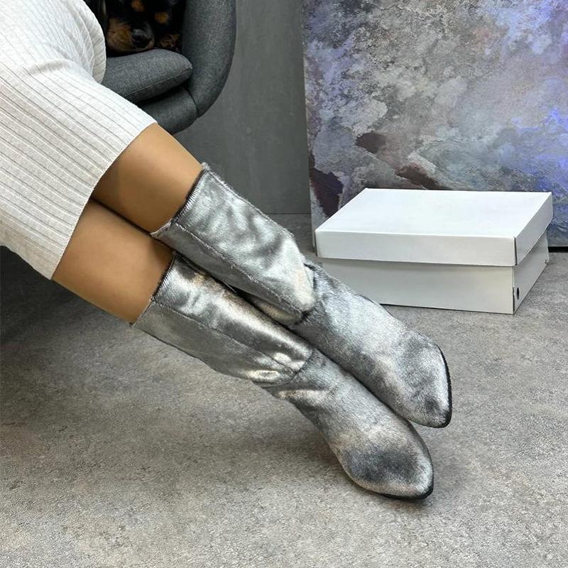 Women's Silver Suede Long Boots