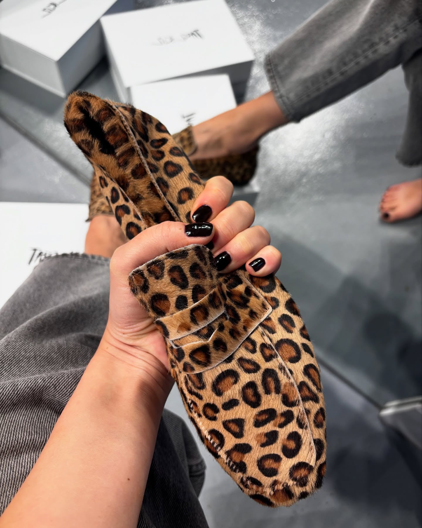 Leopard print soft loafers