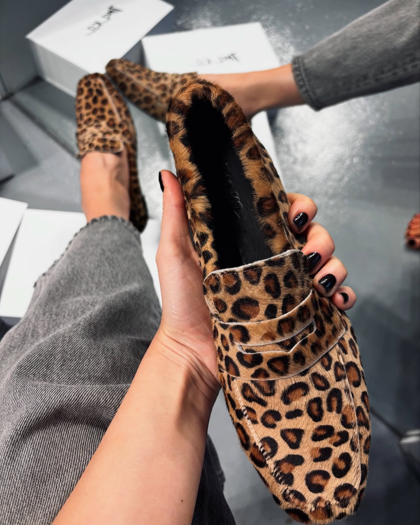 Leopard print soft loafers