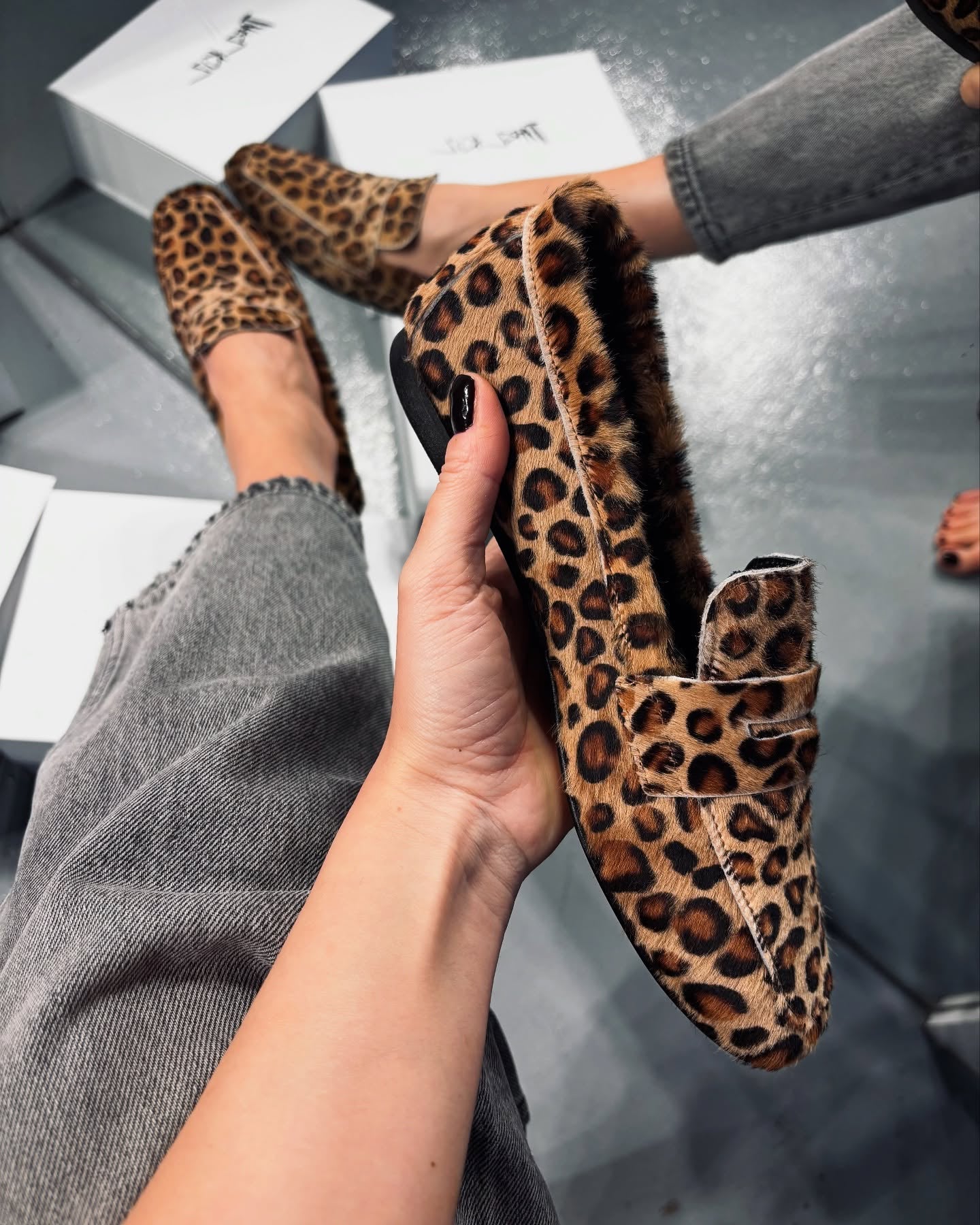 Leopard print soft loafers