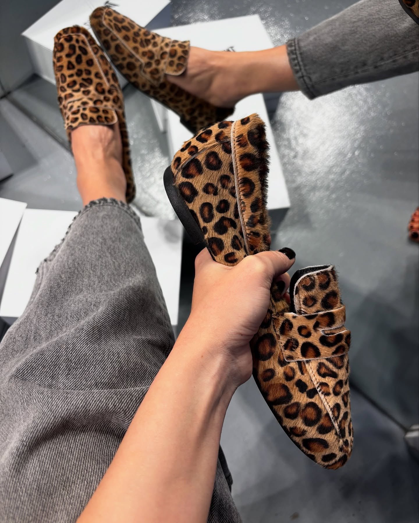 Leopard print soft loafers