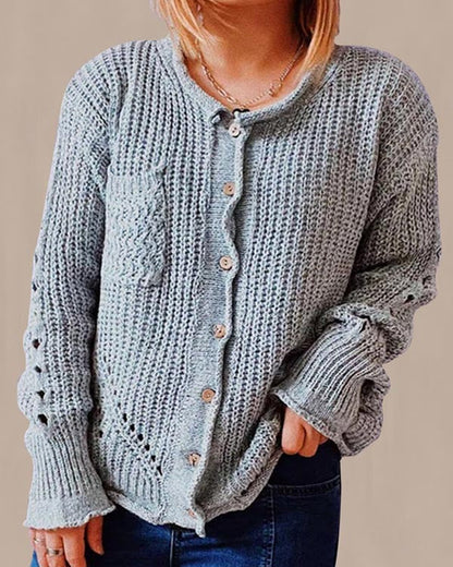 Grey Plain Long Sleeve Sweater
