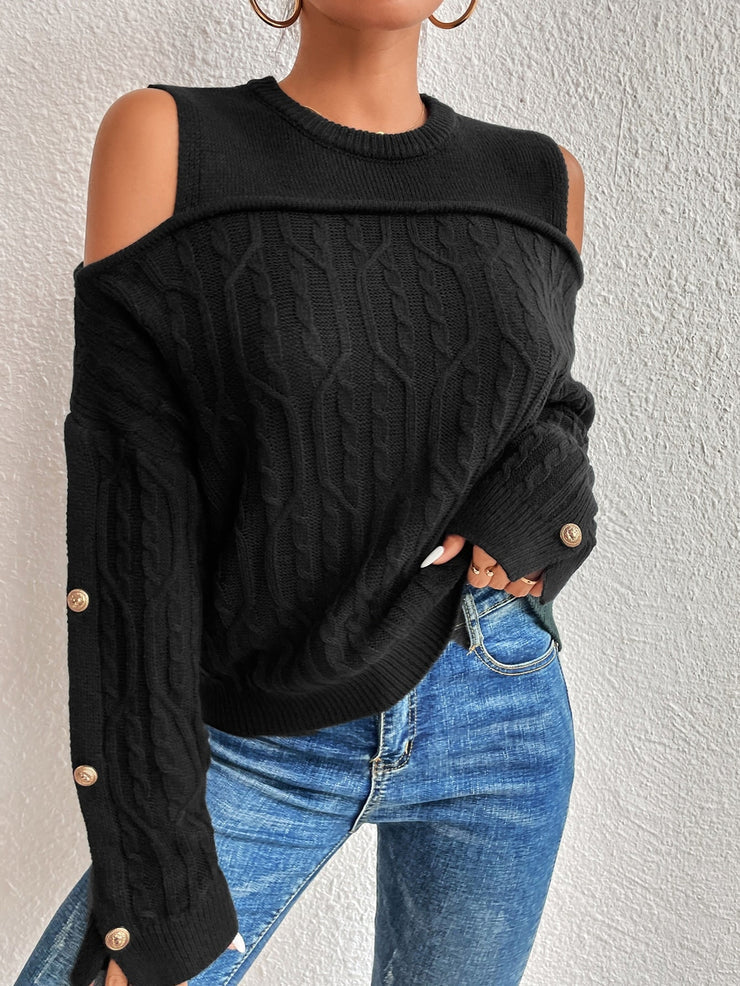 Black Long Sleeve Plain Sweater