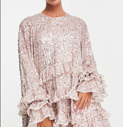 Frill Sequin Mini Dress