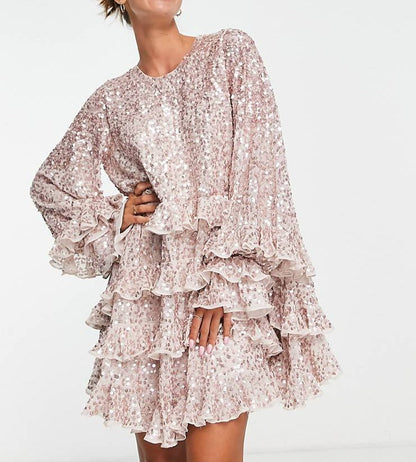 Frill Sequin Mini Dress