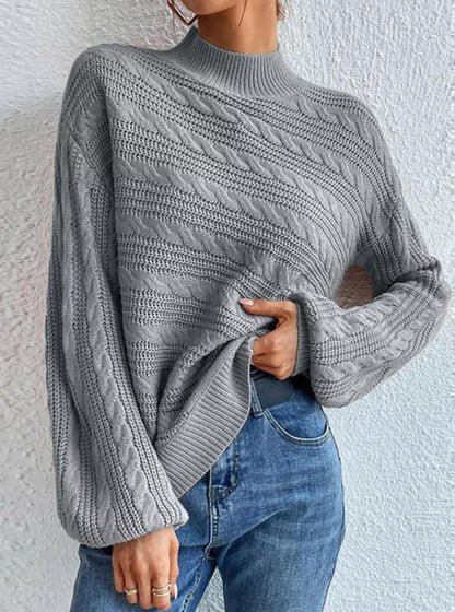 Vintage Plain Mock Neck Sweater