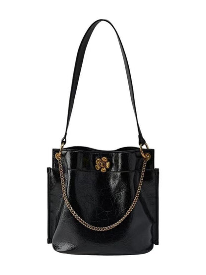 Vintage Small Gold Flower Cowhide Light Luxury Women's Bag