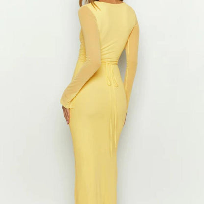 Hollow-out Deep V Dress With Two Back