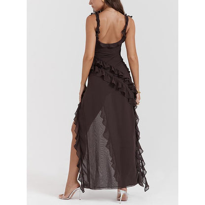 Espresso Ruffle Maxi Dress