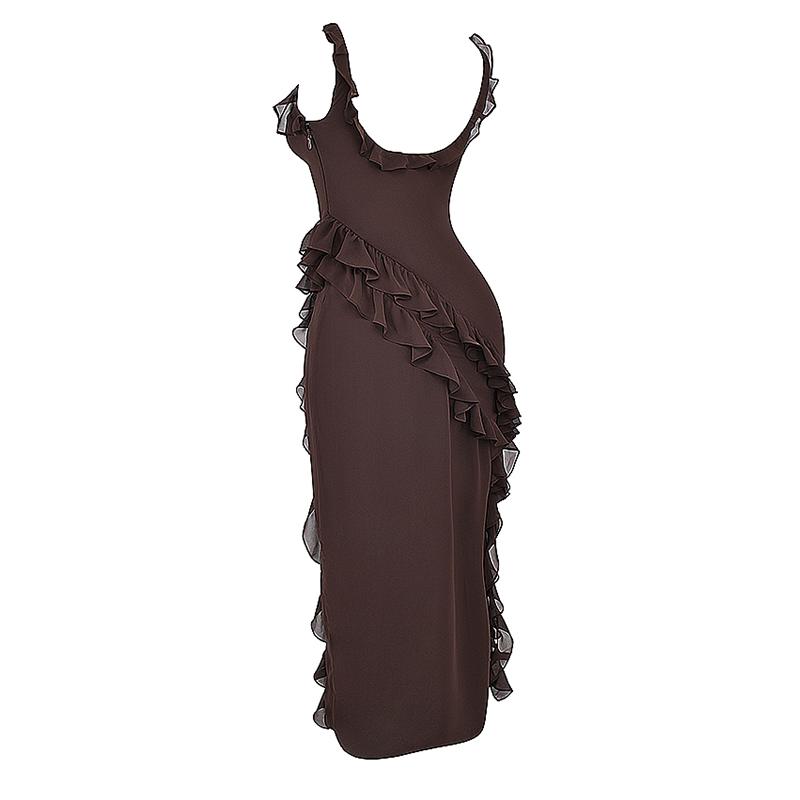 Espresso Ruffle Maxi Dress