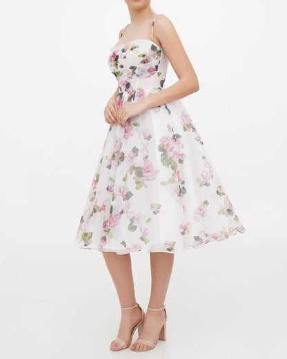 Floral Printed Strap Midi Dress