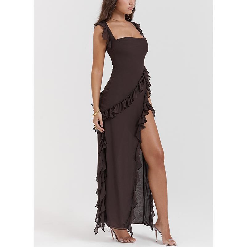 Espresso Ruffle Maxi Dress