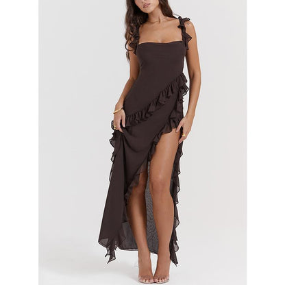 Espresso Ruffle Maxi Dress