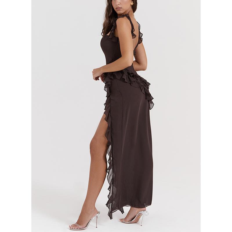 Espresso Ruffle Maxi Dress