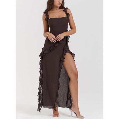 Espresso Ruffle Maxi Dress