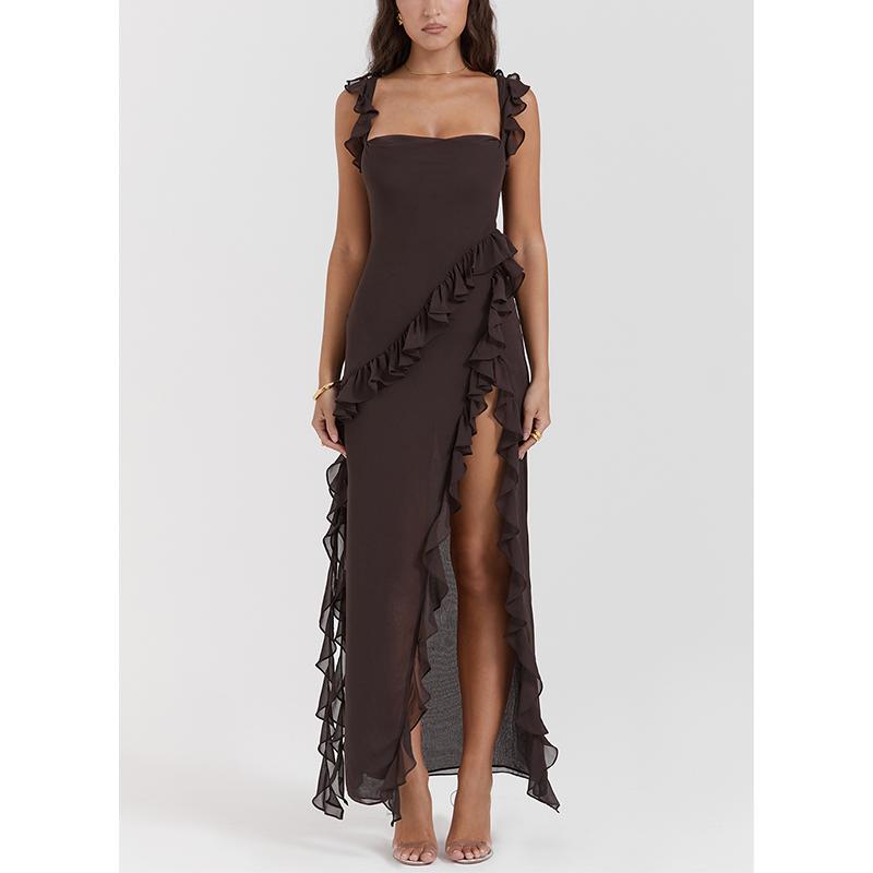 Espresso Ruffle Maxi Dress