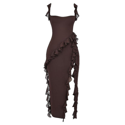 Espresso Ruffle Maxi Dress